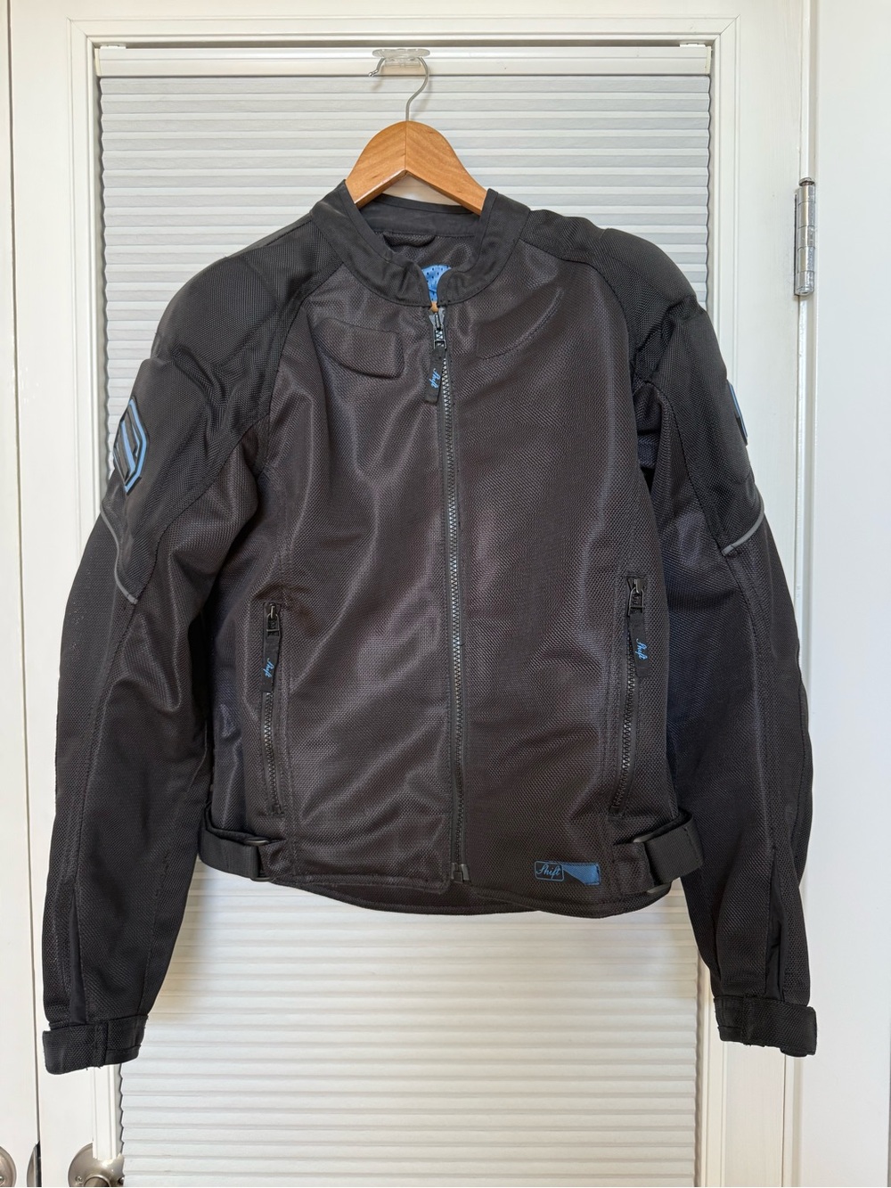 Shift Small Black Performance Motorcycle Jacket with Blue Accents